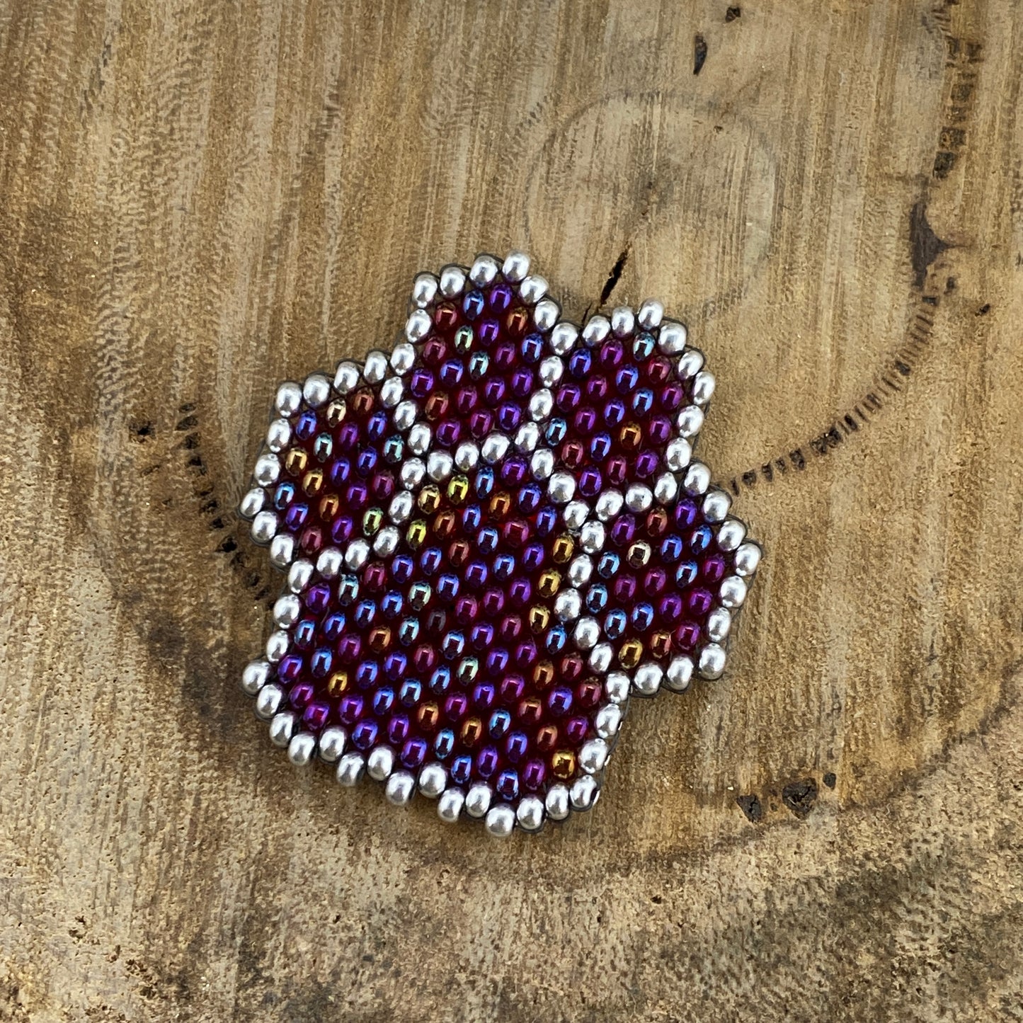 Dog Paw Beaded Brooch