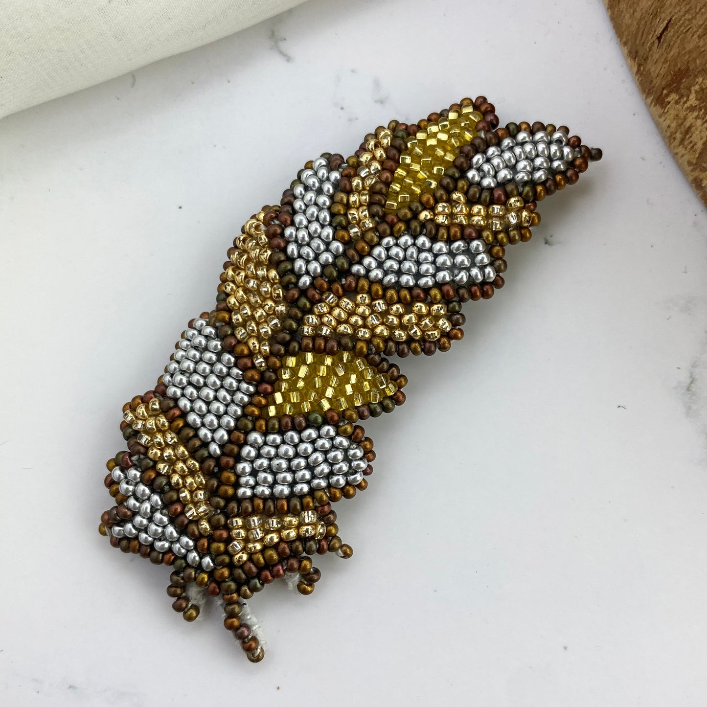 Feather Beaded Brooch