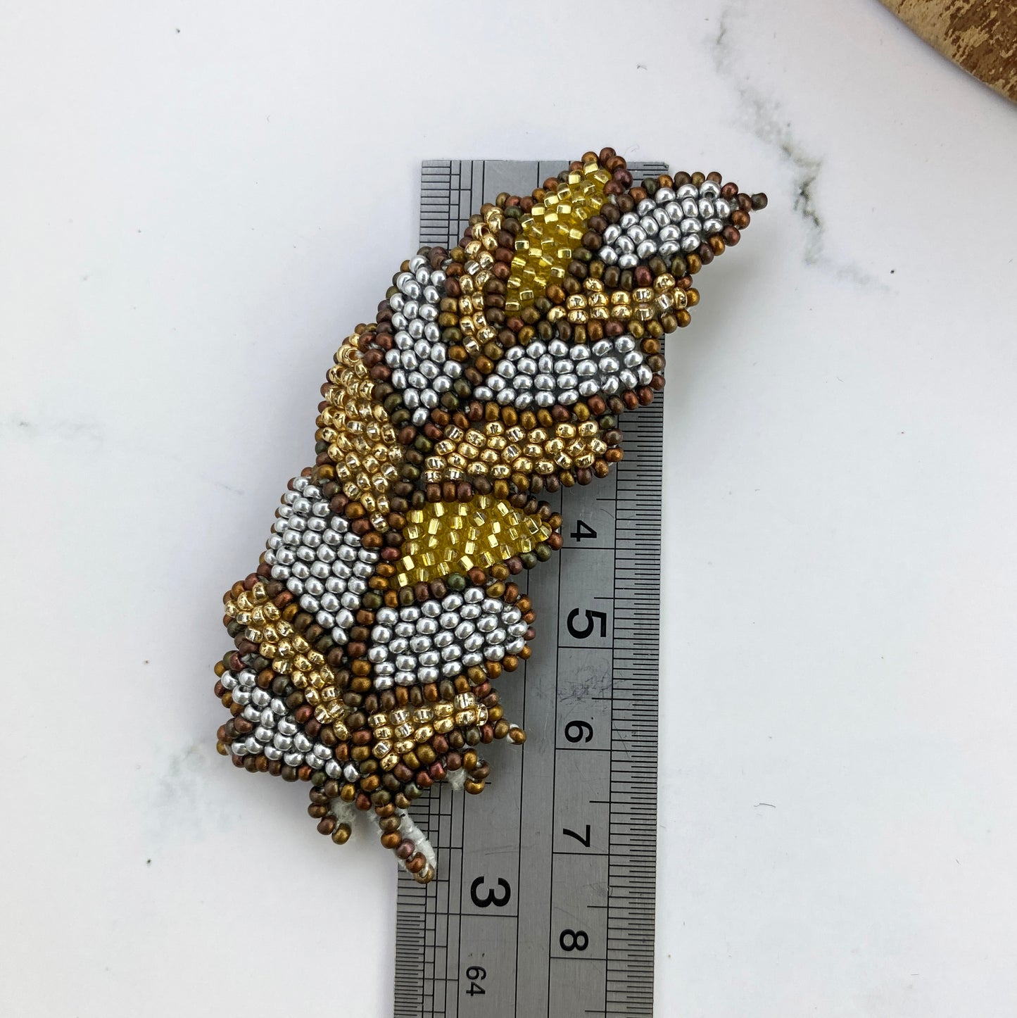 Feather Beaded Brooch