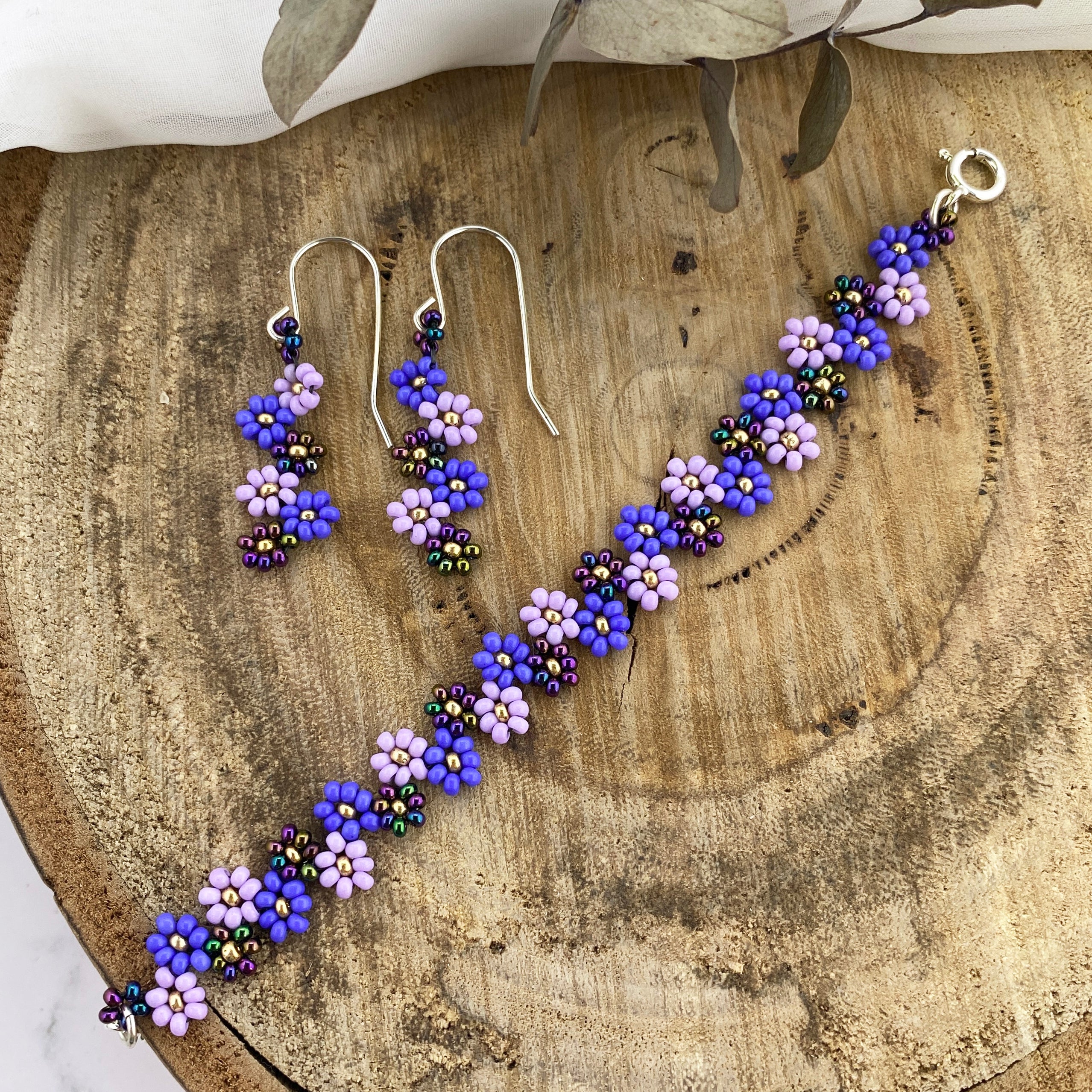 Seed bead online flower earrings