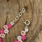 Pink Daisy Beaded Earrings & Bracelet Set