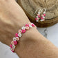 Pink Daisy Beaded Earrings & Bracelet Set