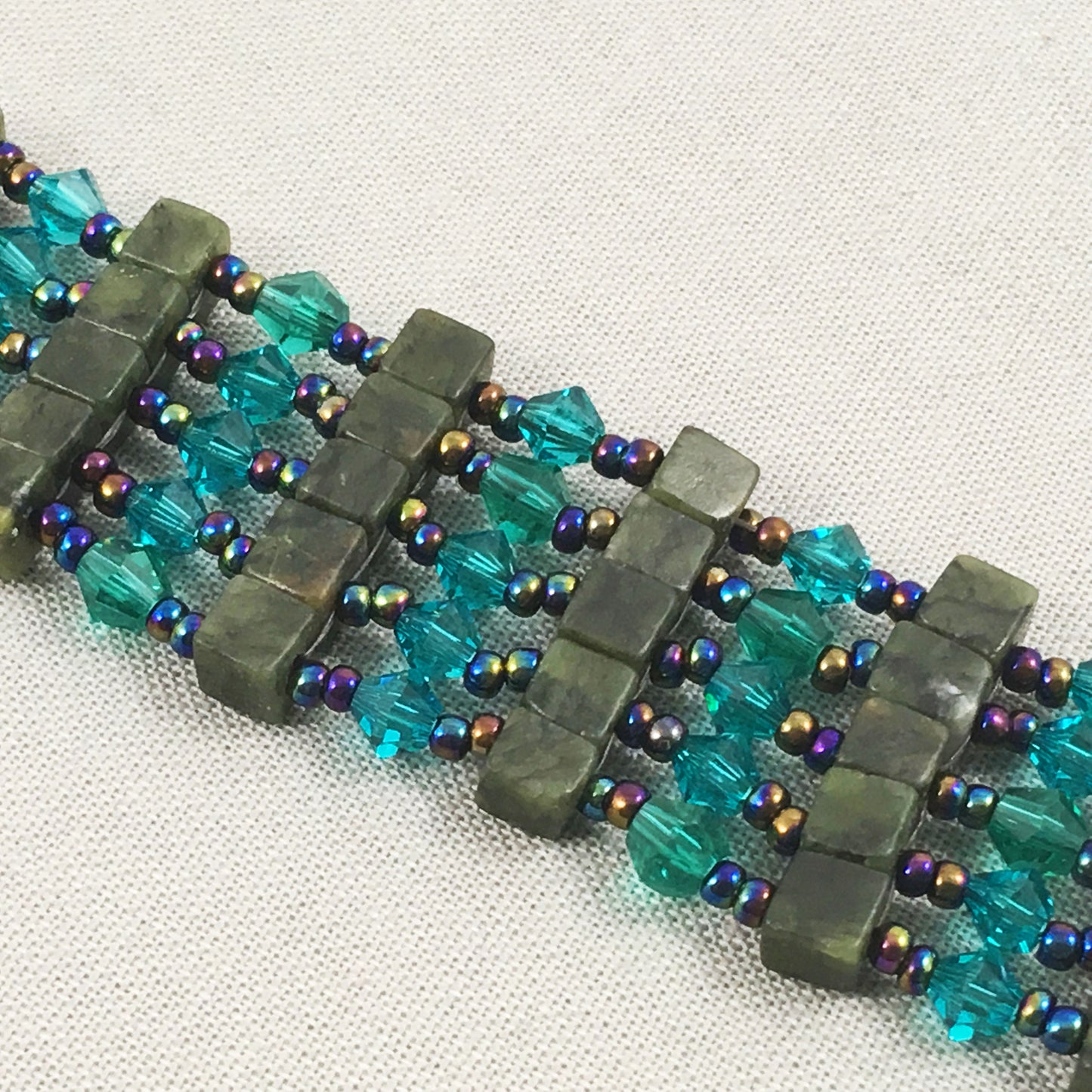 Green Square Beaded Bracelet