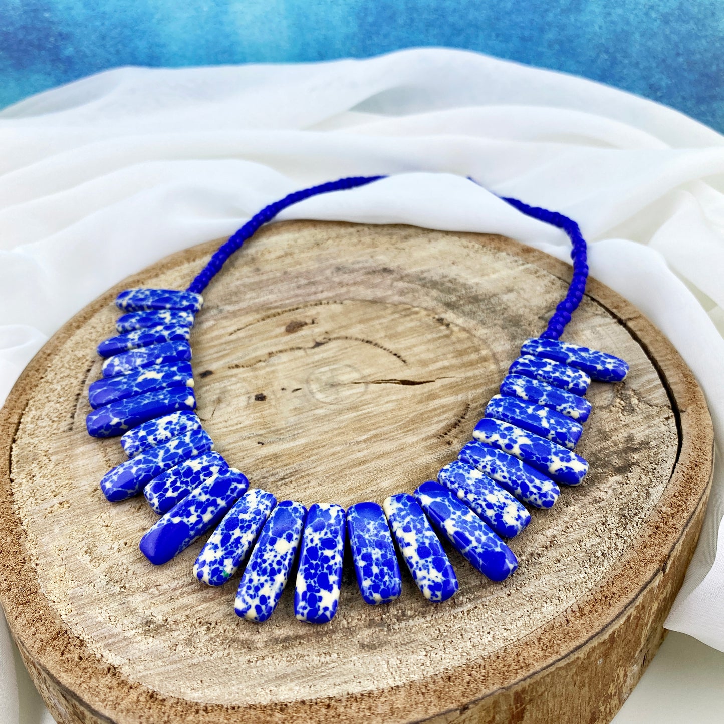 Blue & White Beaded Necklace