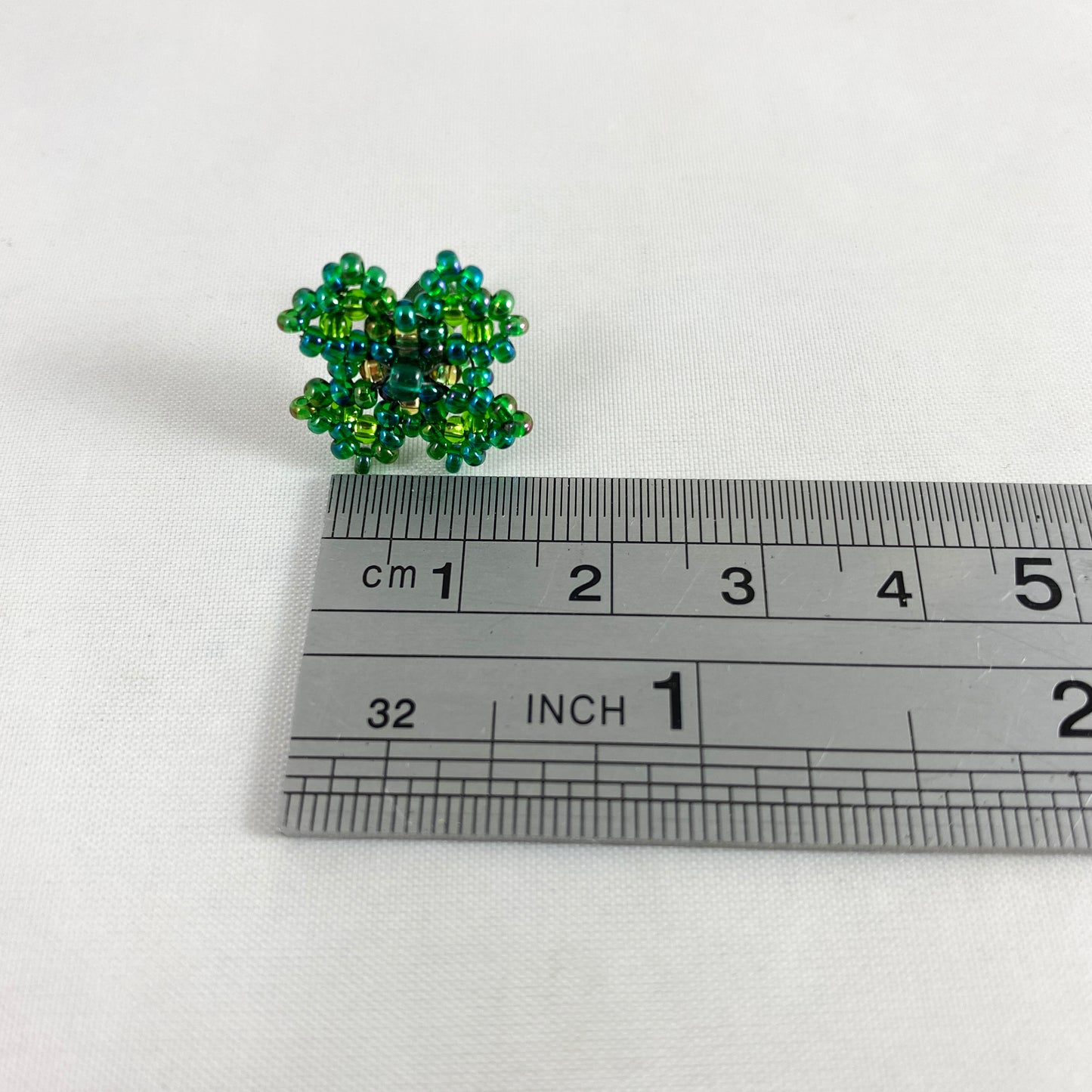 Beaded Green Clover Stud Earrings