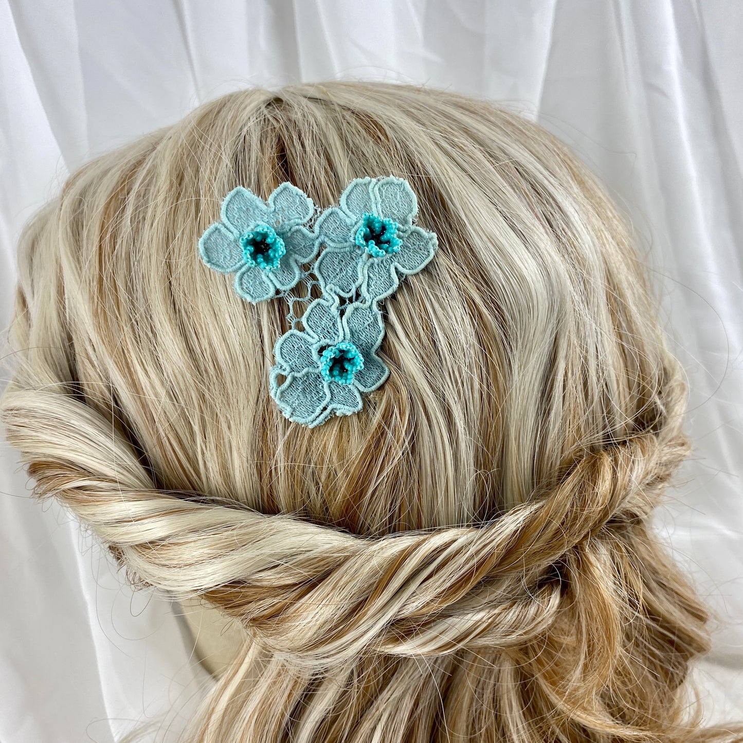 Turquoise Flower Lace Hair Accessories