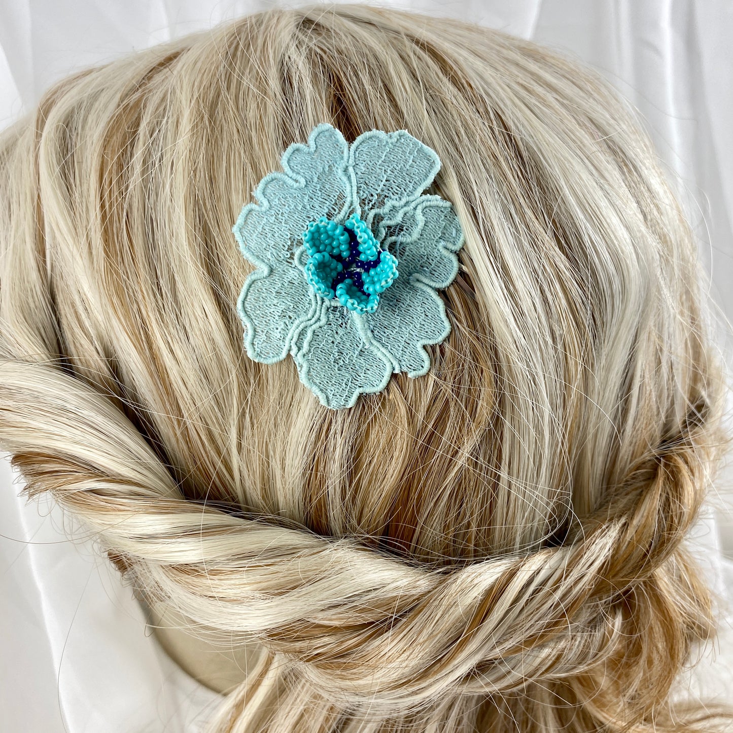 Turquoise Flower Lace Hair Accessories