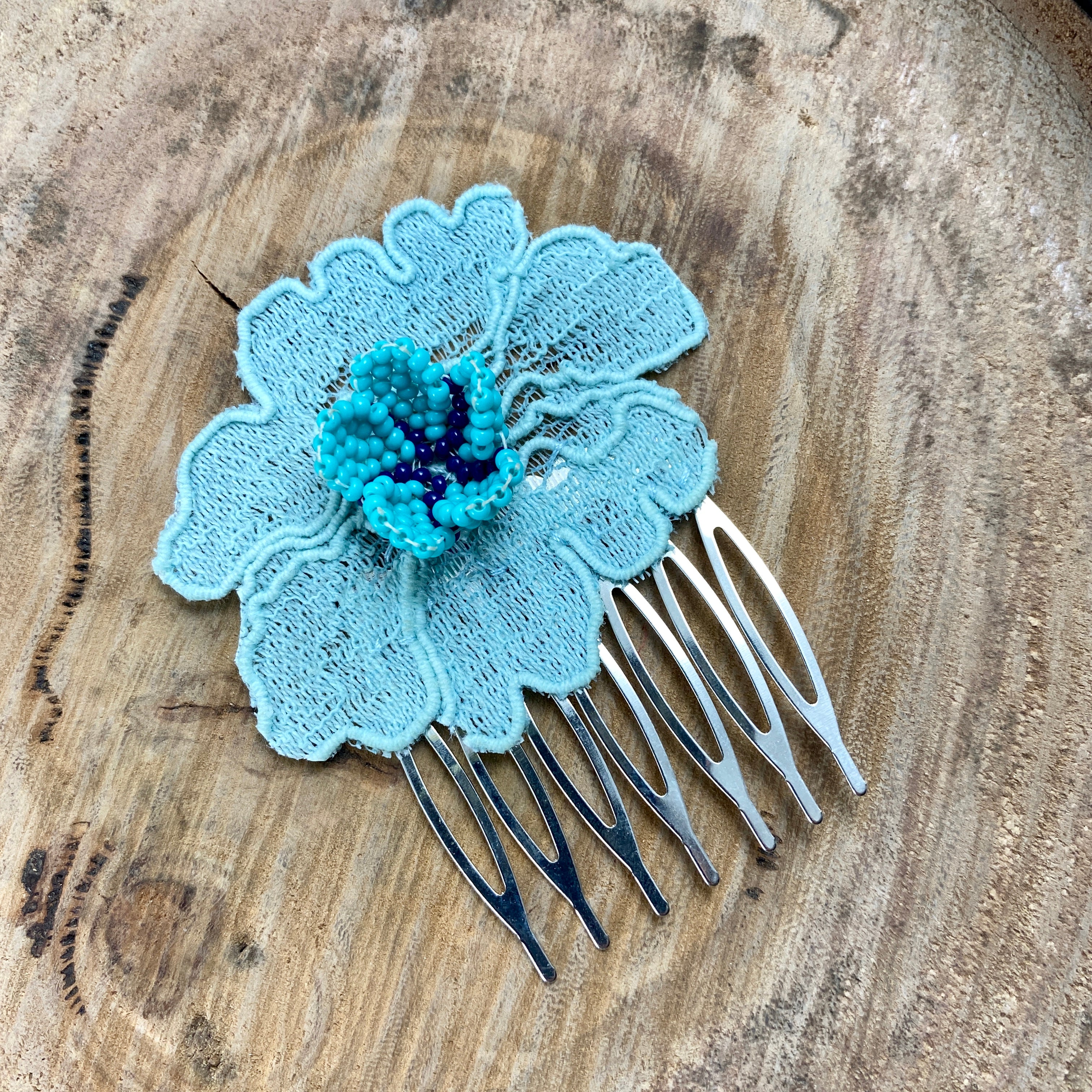 Turquoise Flower Lace Hair Accessories Designs by Leisha