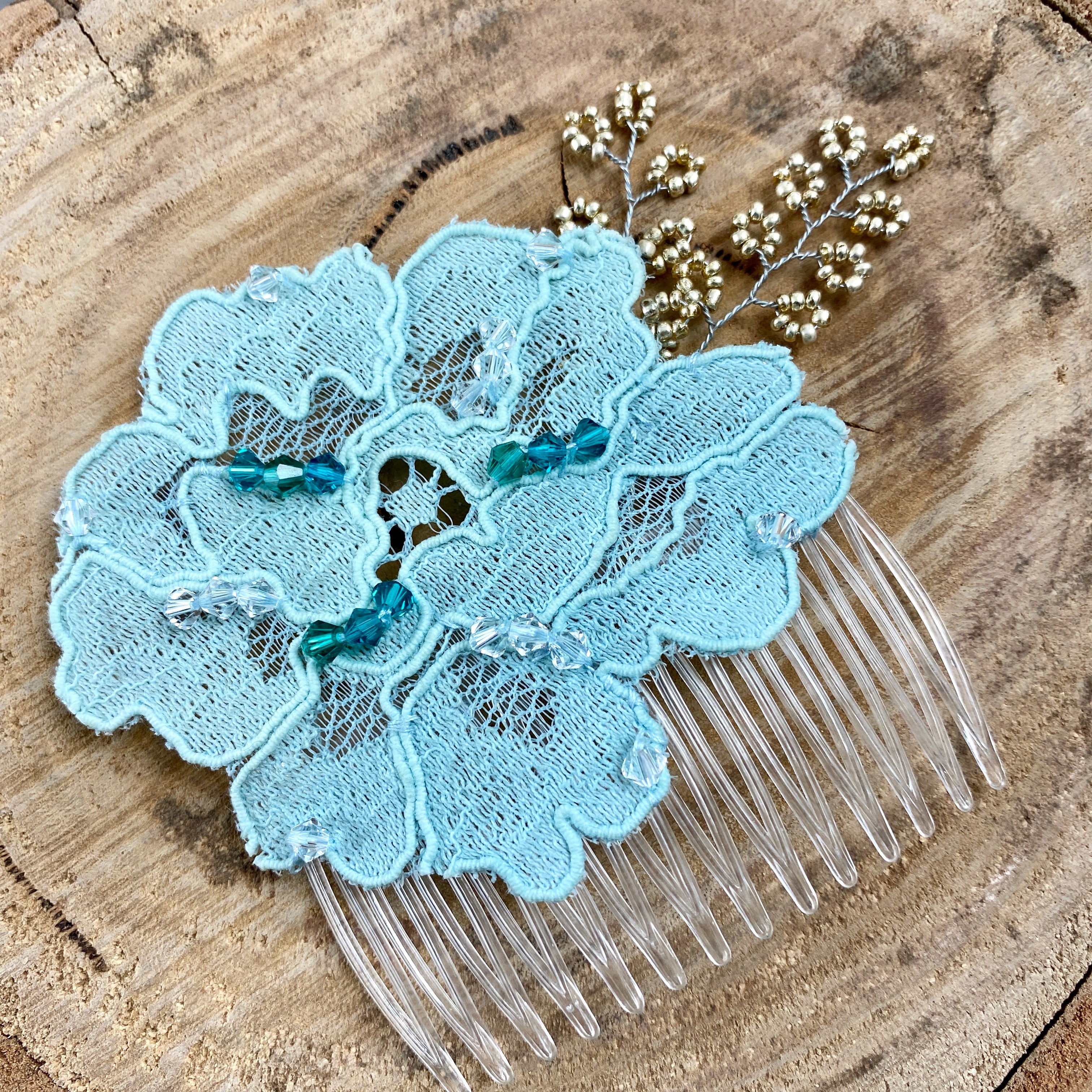 Turquoise Flower Lace Hair Accessories Designs by Leisha