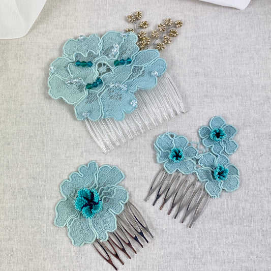 Turquoise Flower Lace Hair Accessories