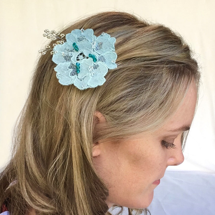 Turquoise Flower Lace Hair Accessories Designs by Leisha