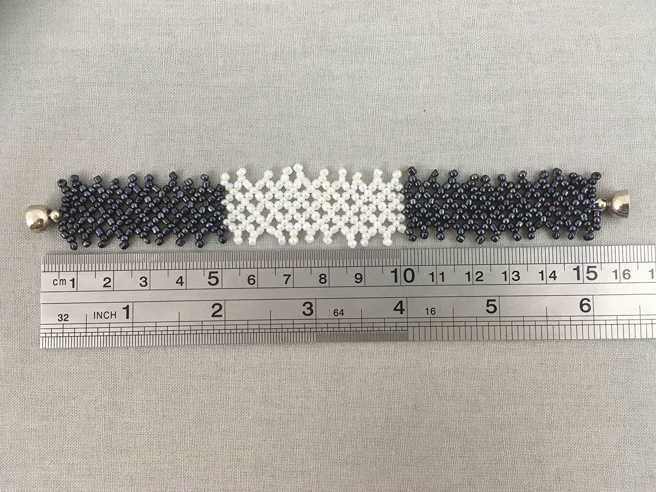 Black White Netted Beaded Bracelet