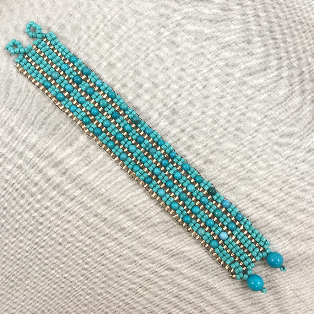 Turquoise & Pink Beaded Bracelet