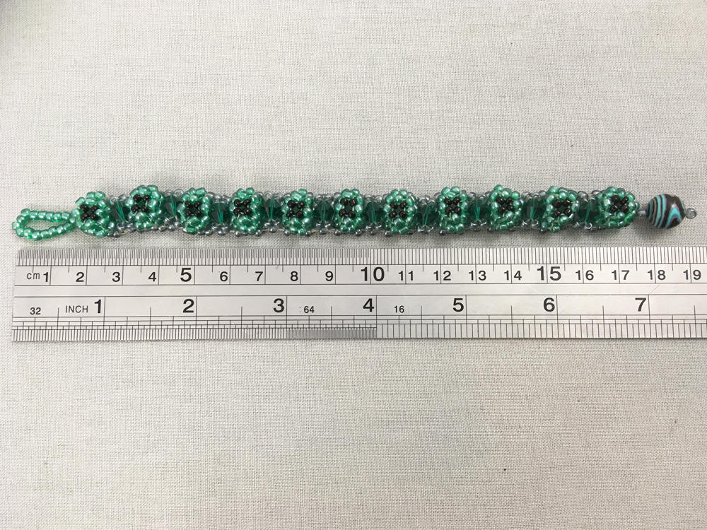 Green and Silver Chunky Beaded Bracelet with Green Crystals