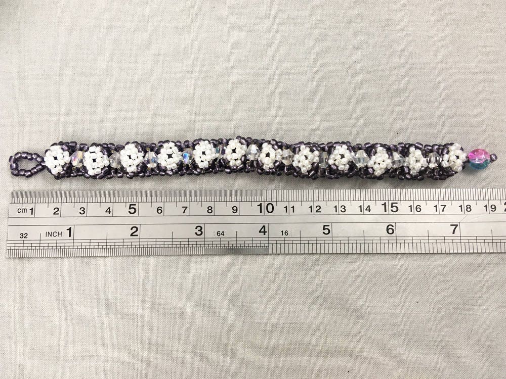 Purple Chunky Beaded Bracelet with Crystals