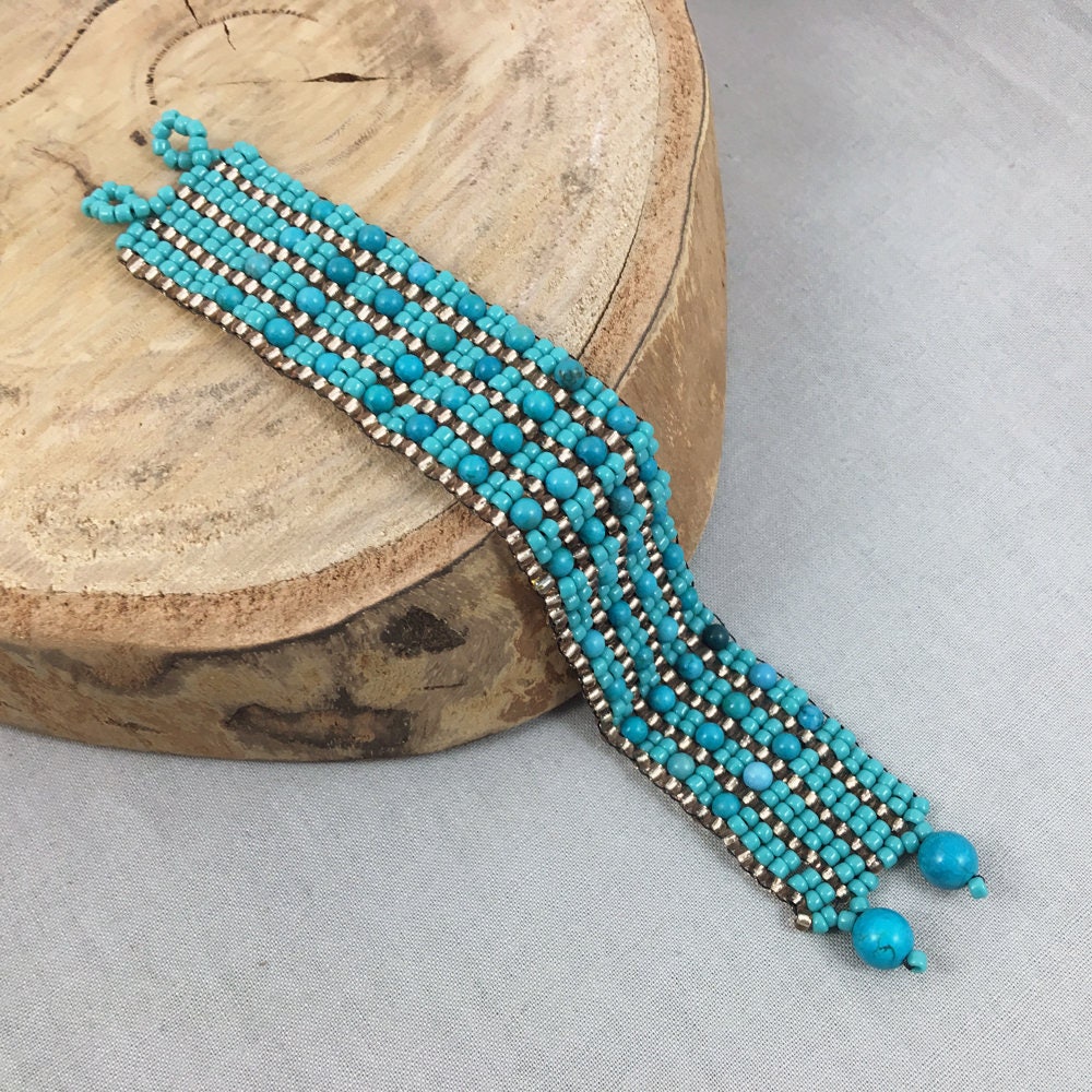 Turquoise & Pink Beaded Bracelet