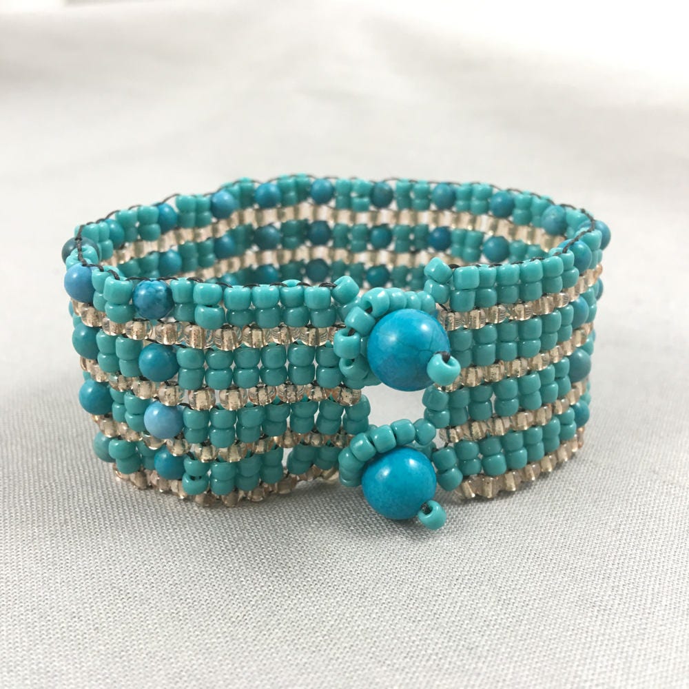 Turquoise & Pink Beaded Bracelet