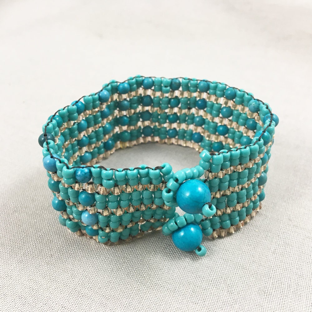 Turquoise & Pink Beaded Bracelet