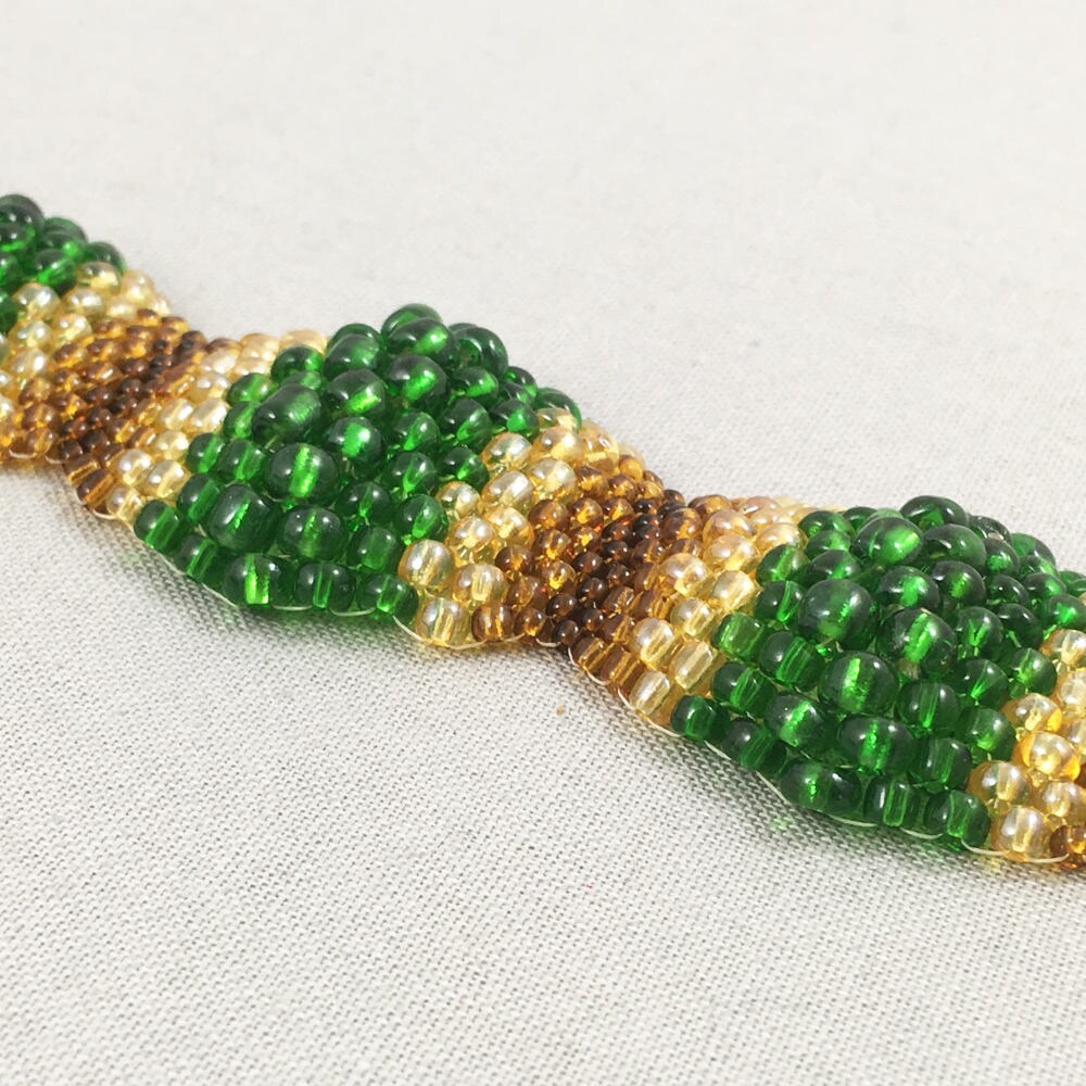 Wavy Green and Yellow Beaded Bracelet