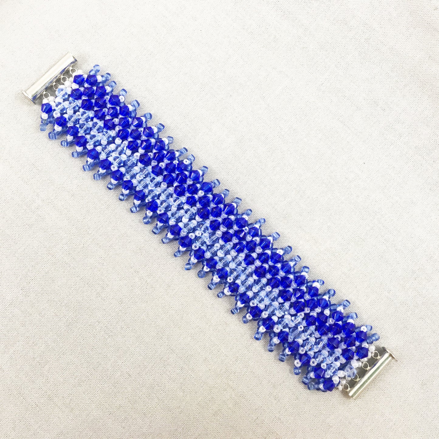 Blue Beaded Bracelet with Crystals