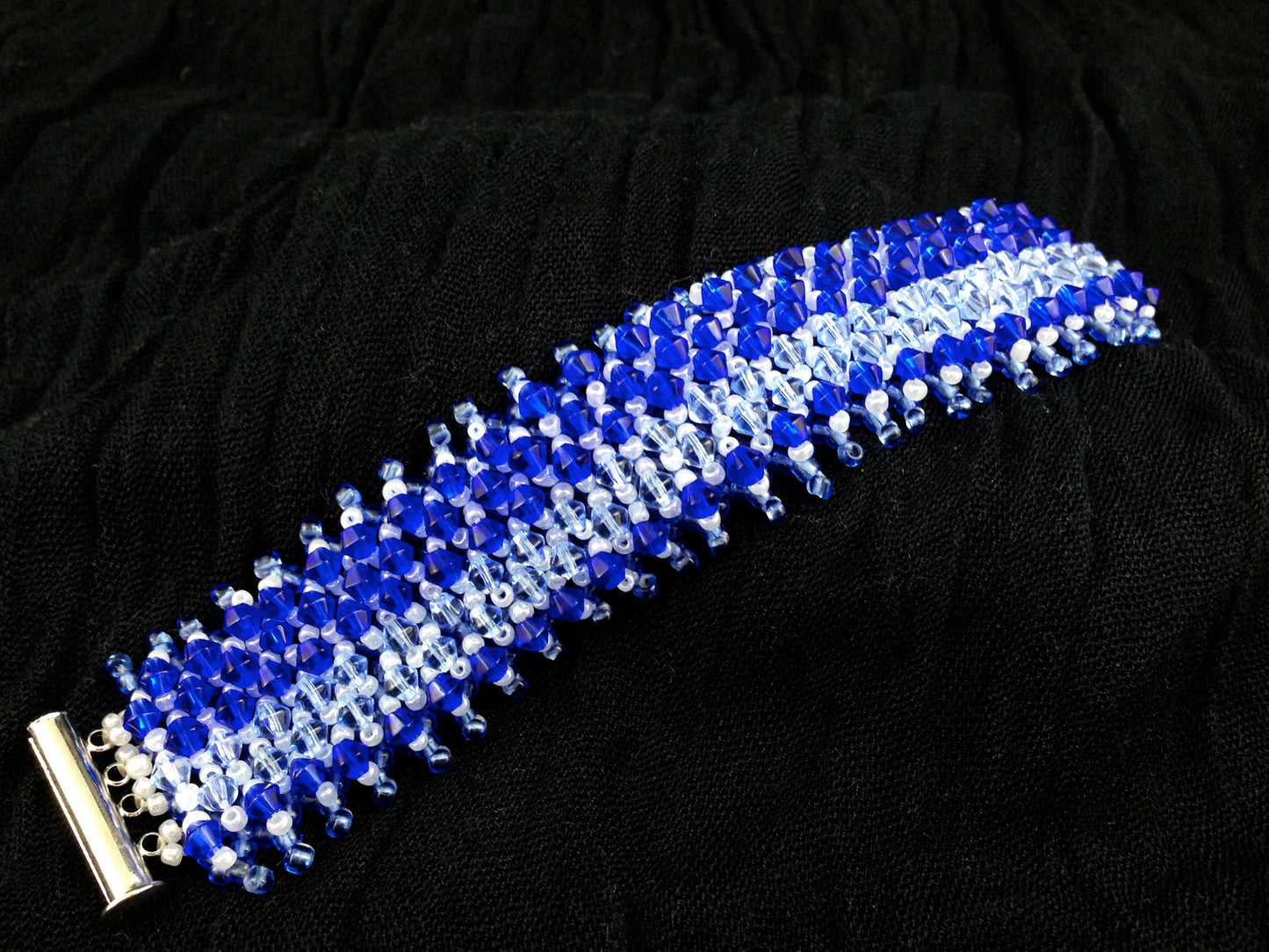 Blue Beaded Bracelet with Crystals