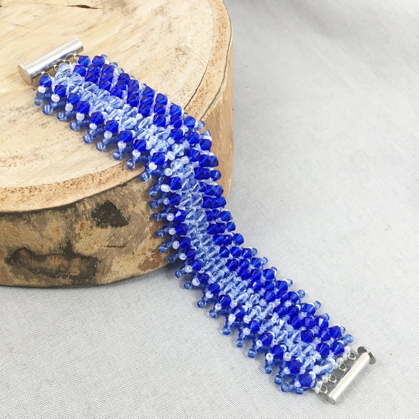 Blue Beaded Bracelet with Crystals