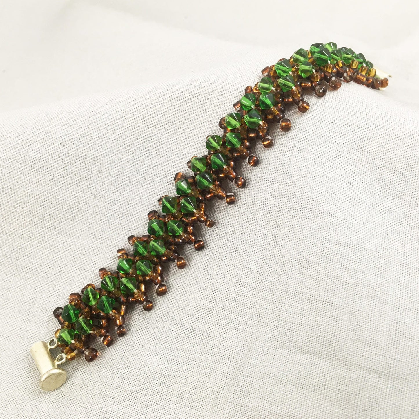 Green and Brown Beaded Bracelet