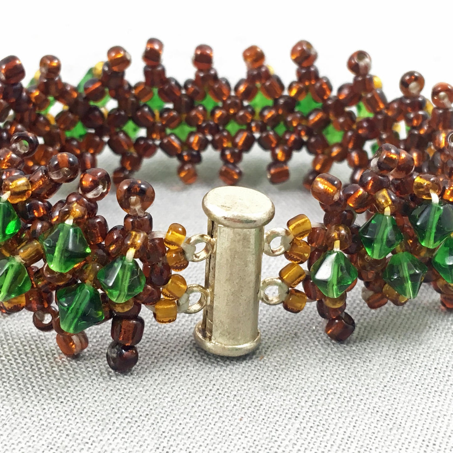 Green and Brown Beaded Bracelet