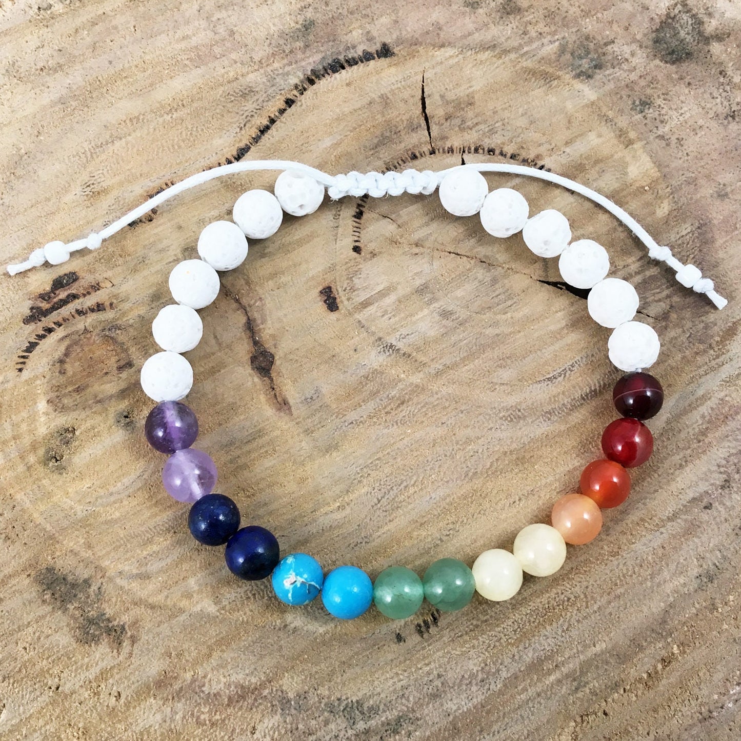 Rainbow Chakra & White Bracelet