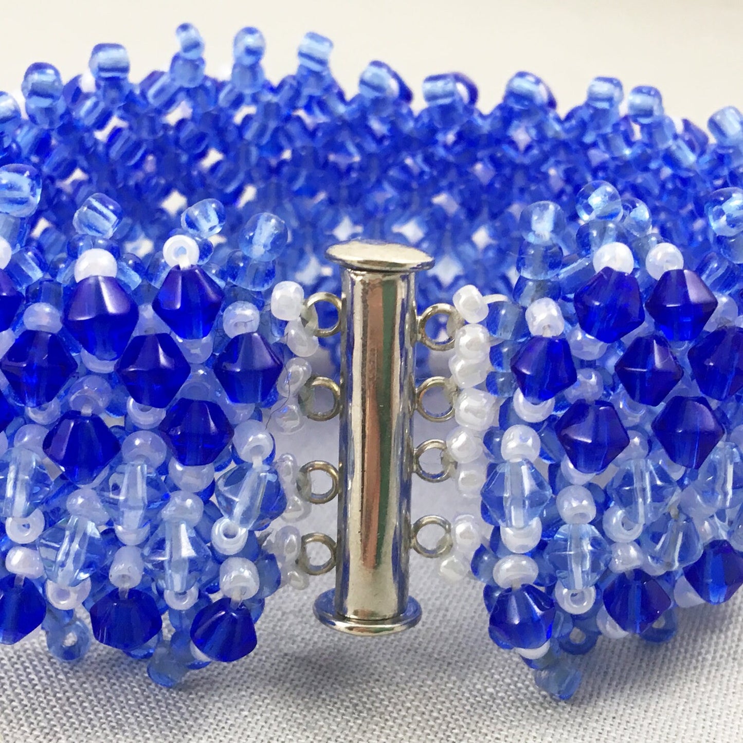 Blue Beaded Bracelet with Crystals