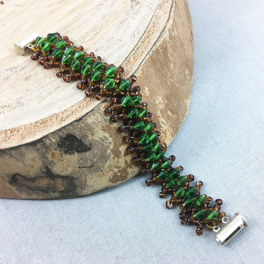 Green and Brown Beaded Bracelet