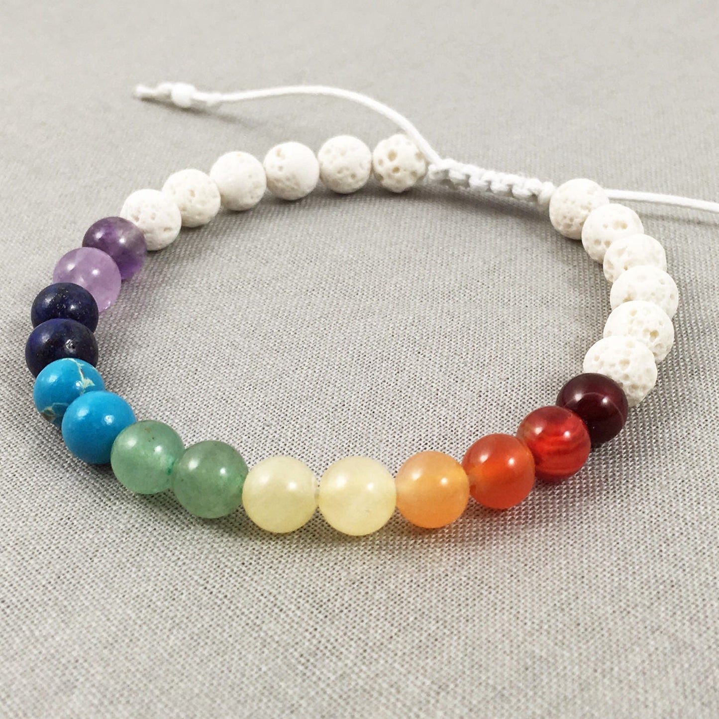 Rainbow Chakra & White Bracelet