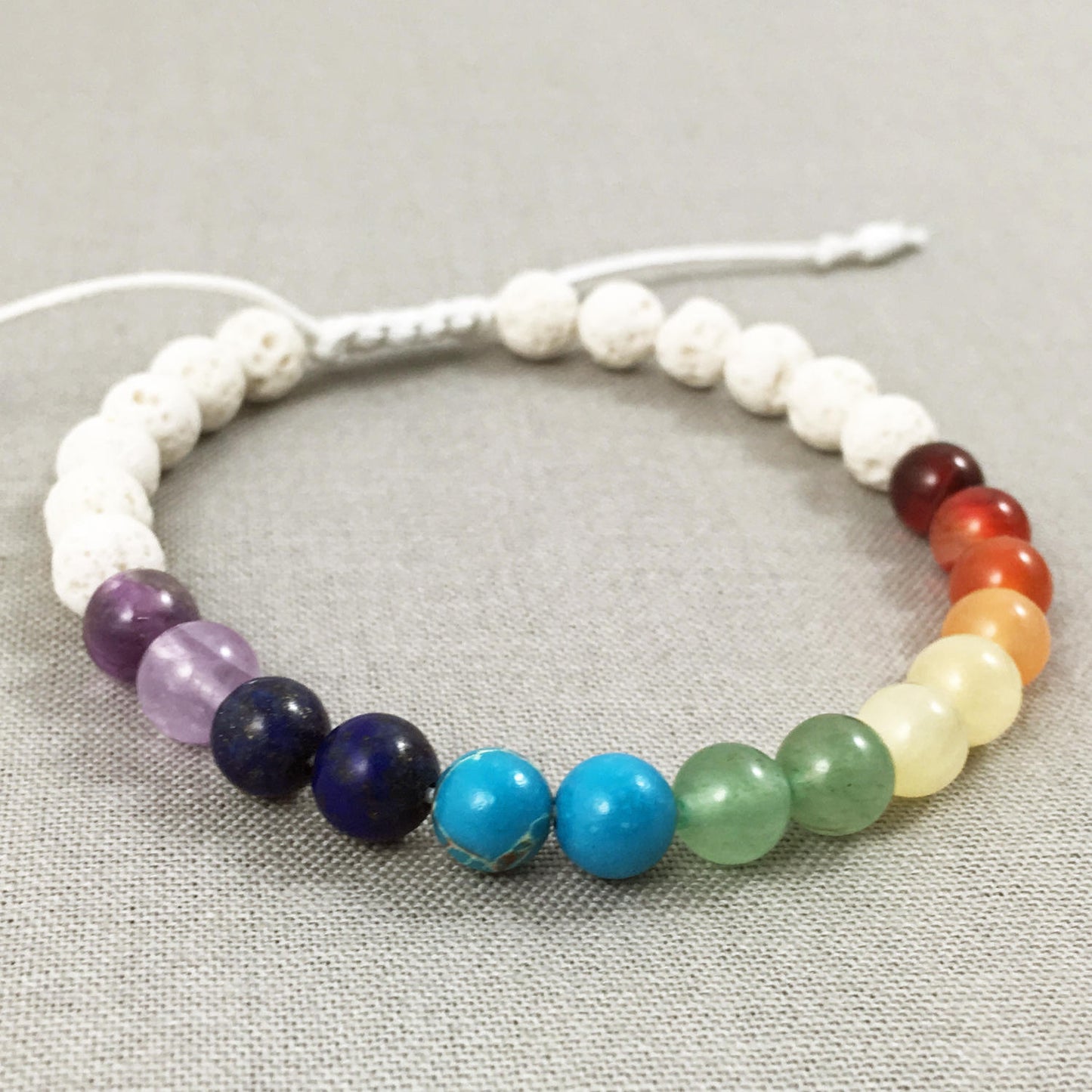 Rainbow Chakra & White Bracelet