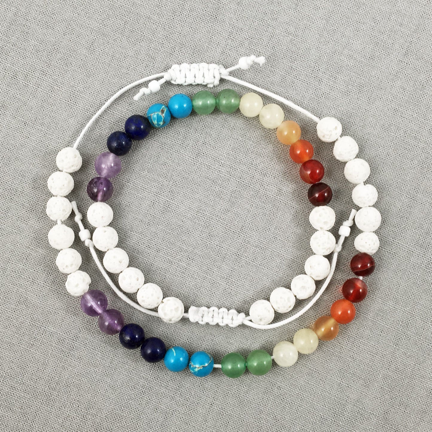 Rainbow Chakra & White Bracelet