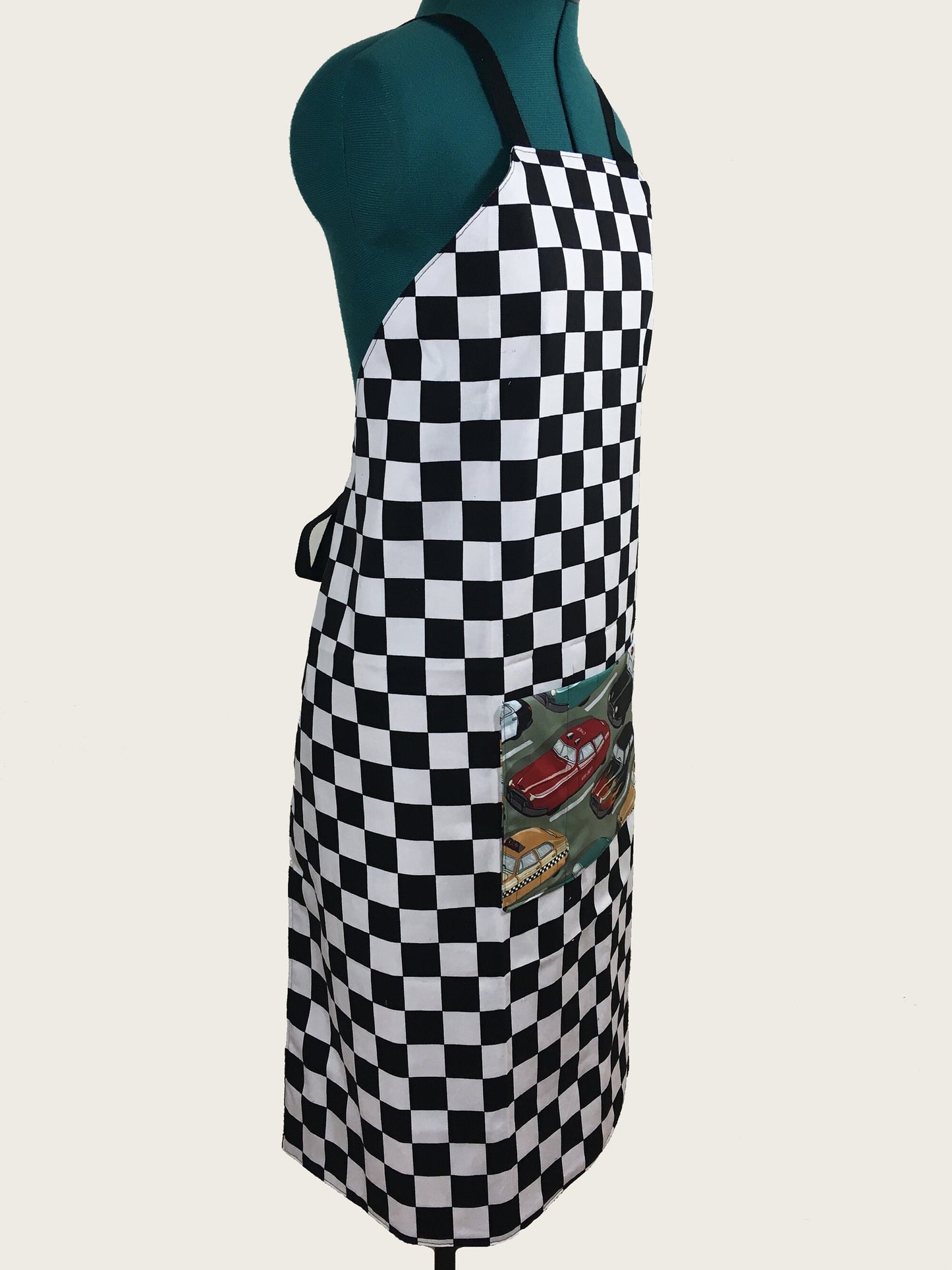 Reversible Apron - Checkered Flag & Vintage Cars