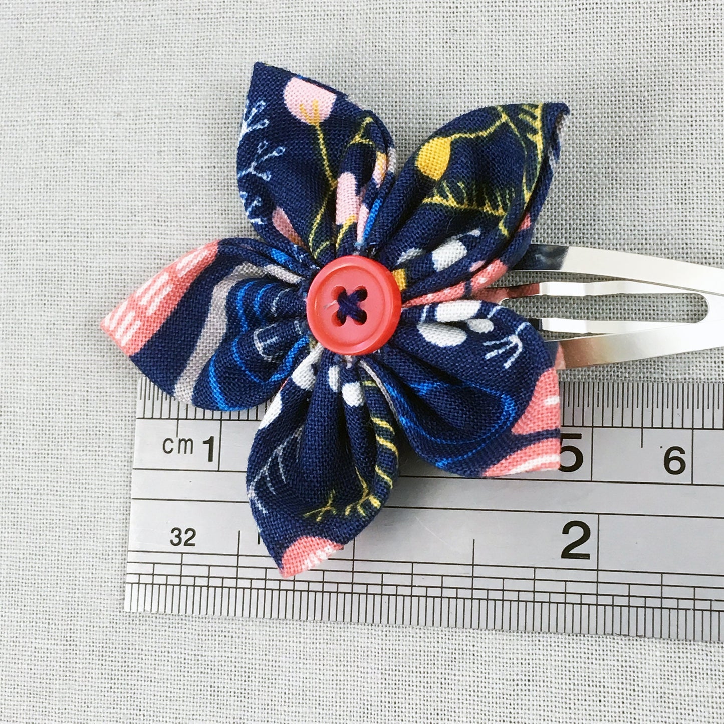 Hair Clips with Fabric Flowers