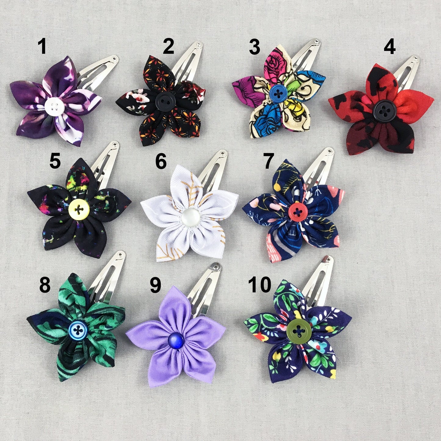 Hair Clips with Fabric Flowers