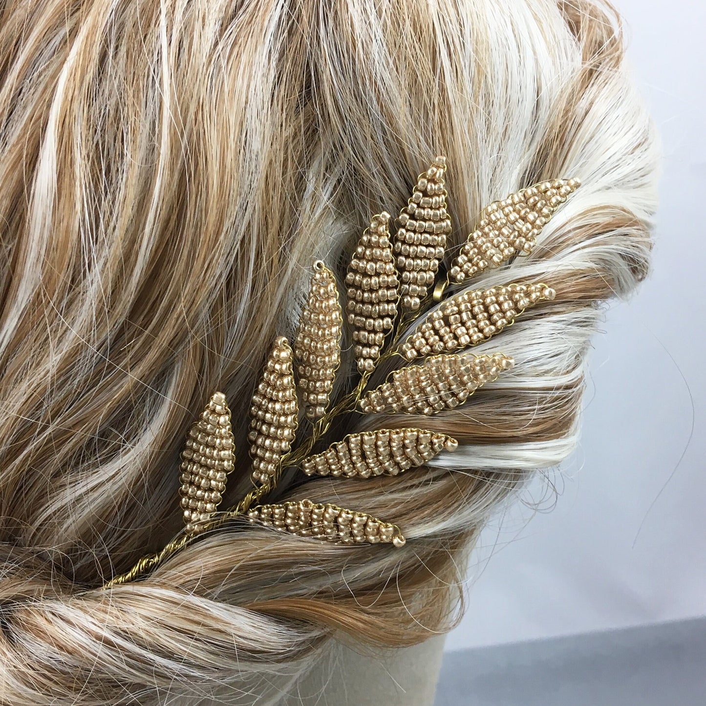 Metallic Beaded Leaves Hair Accessories