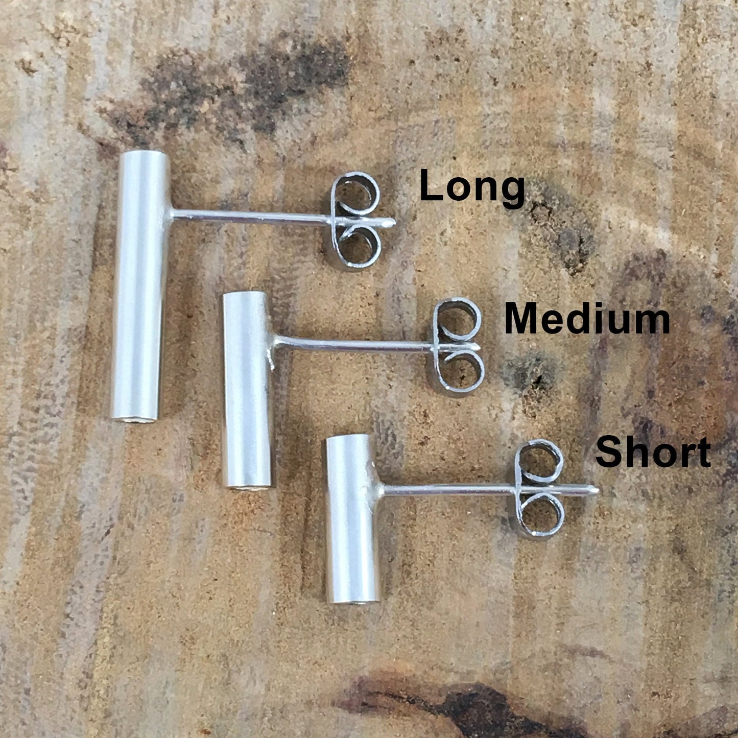 Silver Tube Stud Earrings