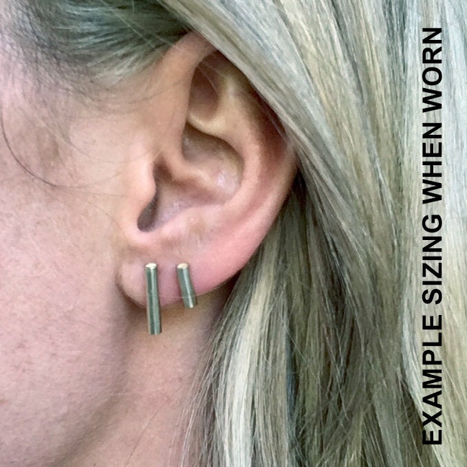 Silver Tube Stud Earrings