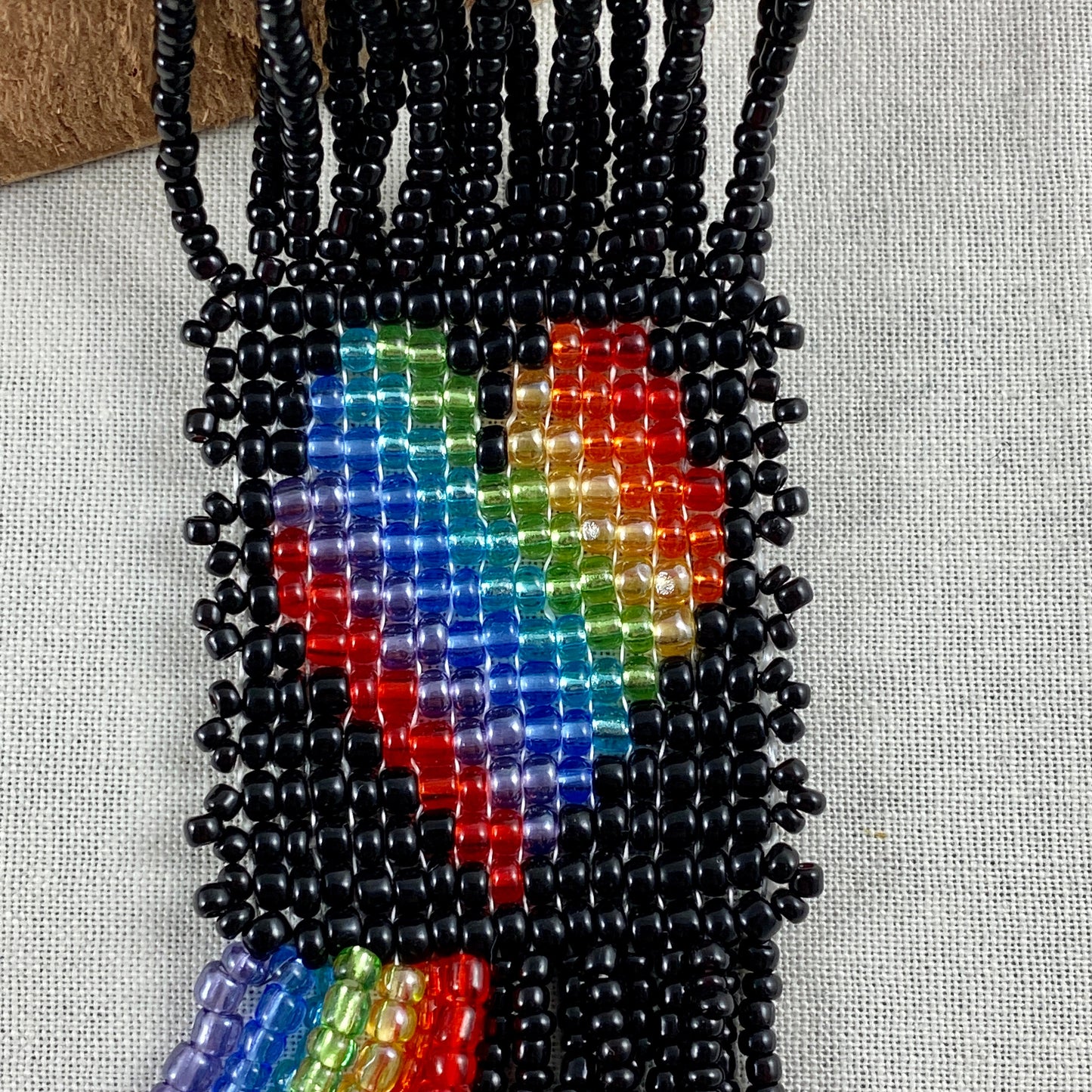 Rainbow and Black Beaded Heart Necklace