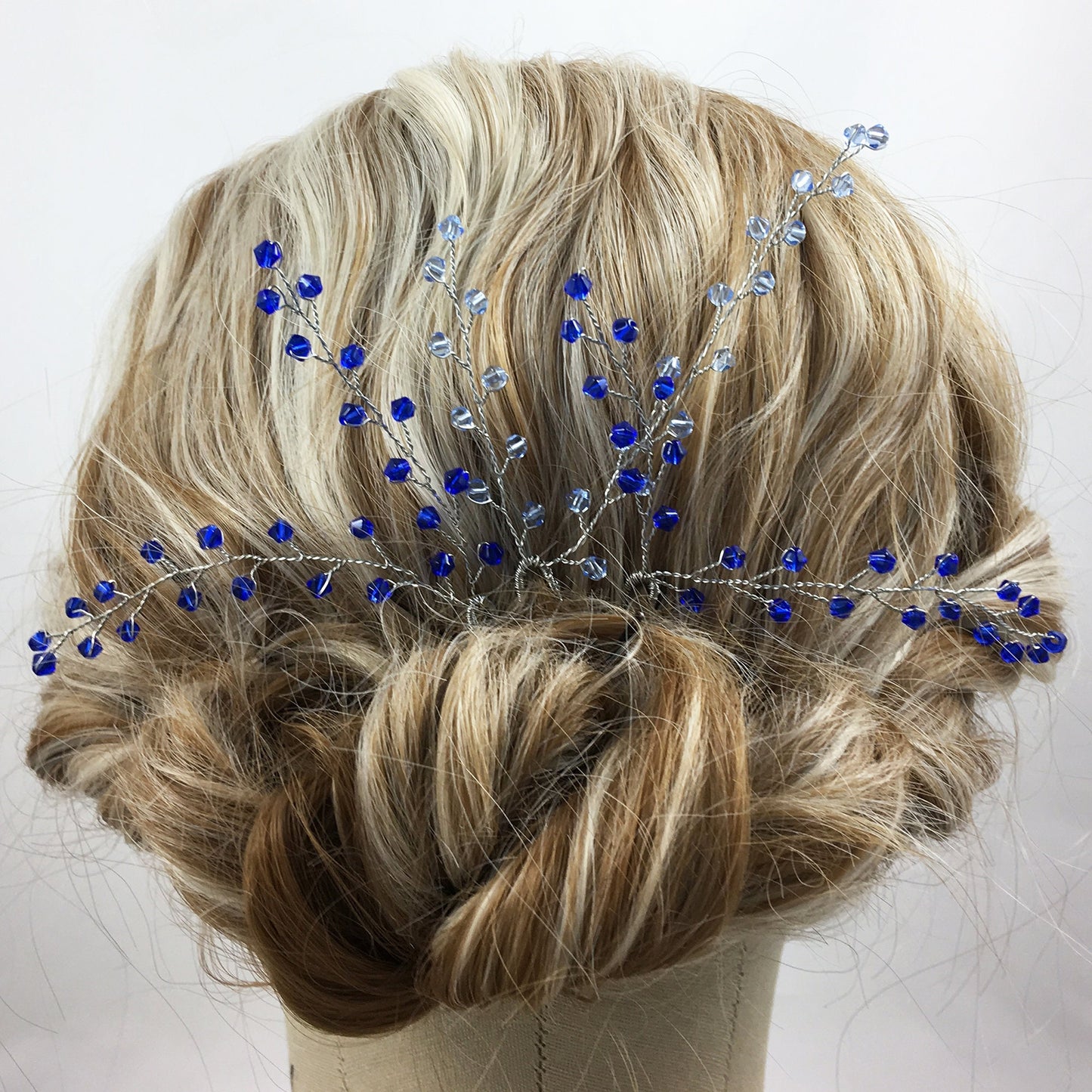 Blue and Red Crystal Hair Accessories