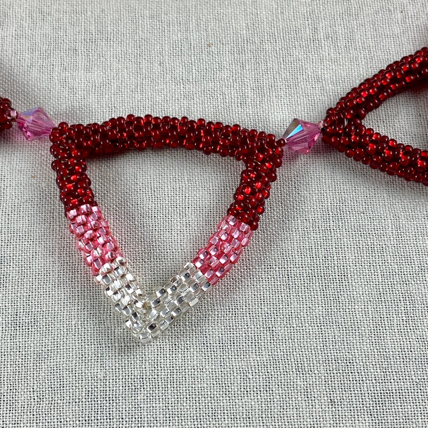 Pink and Red Beaded Triangle Necklace