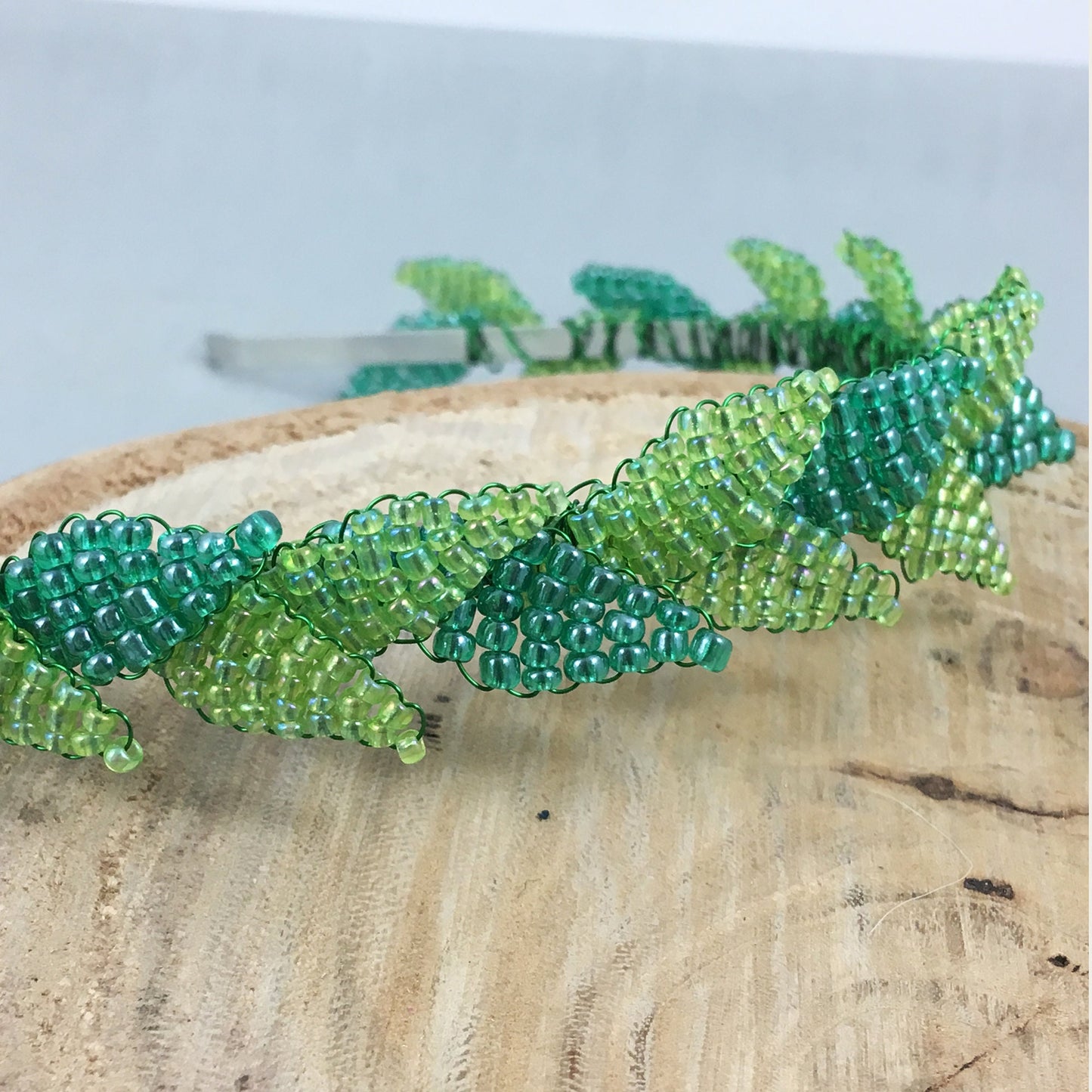 Green Vine Beaded Headband Hair Accessory