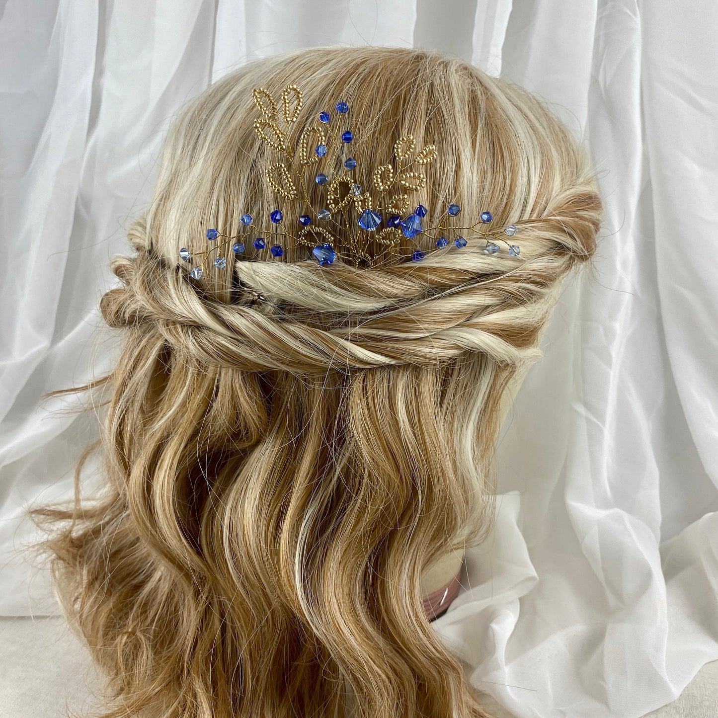 Gold, Blue & Purple Beaded Hair Pin Accessories