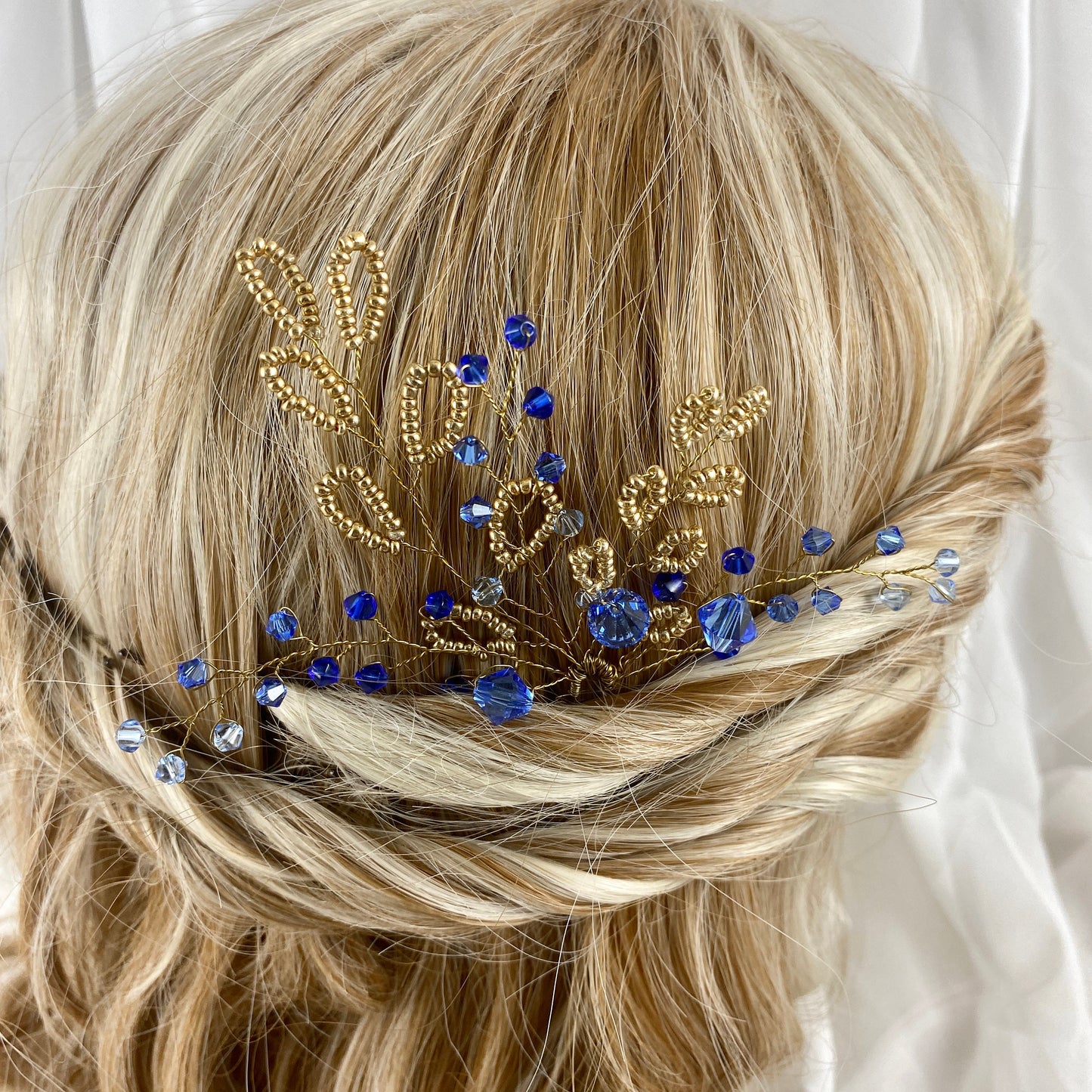 Gold, Blue & Purple Beaded Hair Pin Accessories