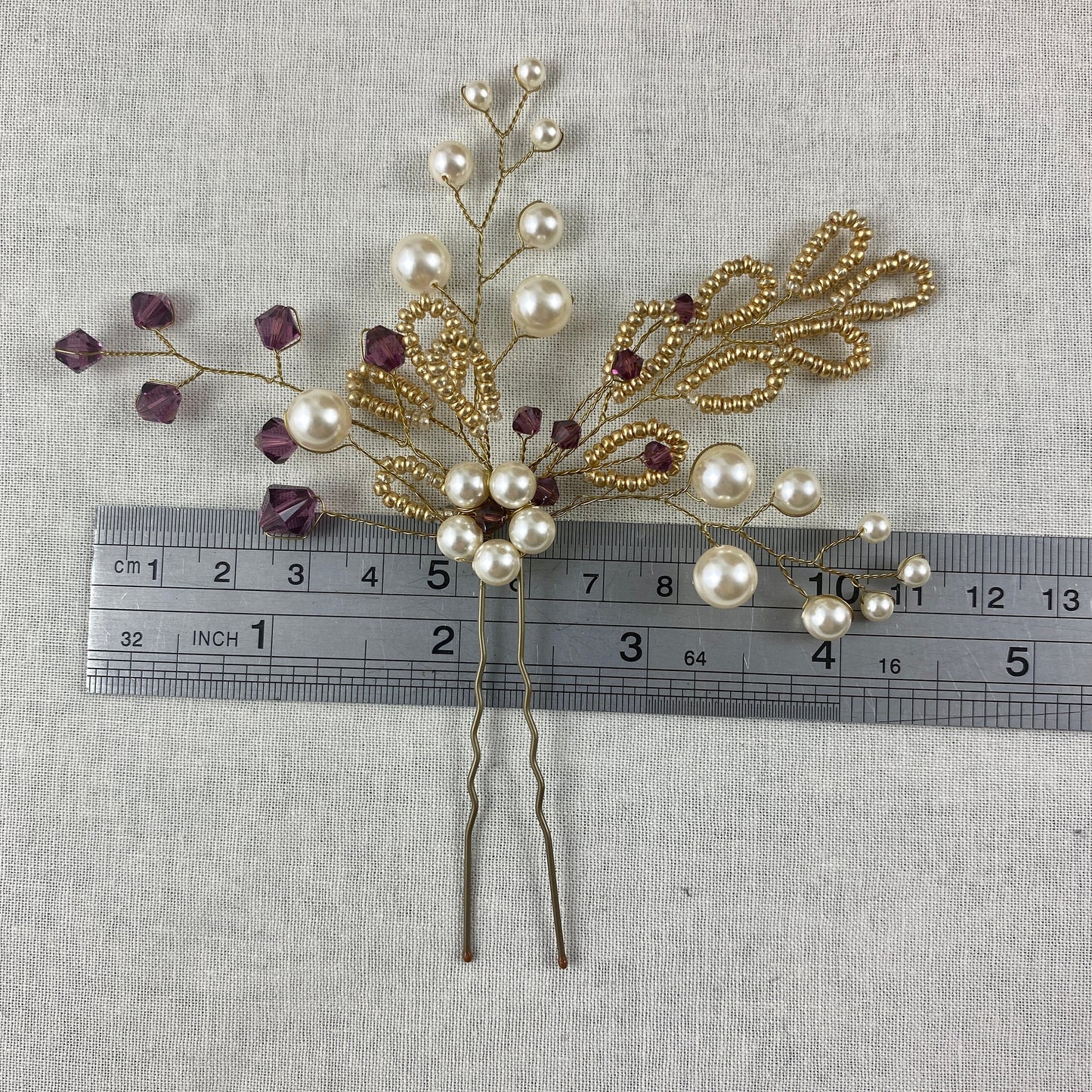 Gold, Blue & Purple Beaded Hair Pin Accessories