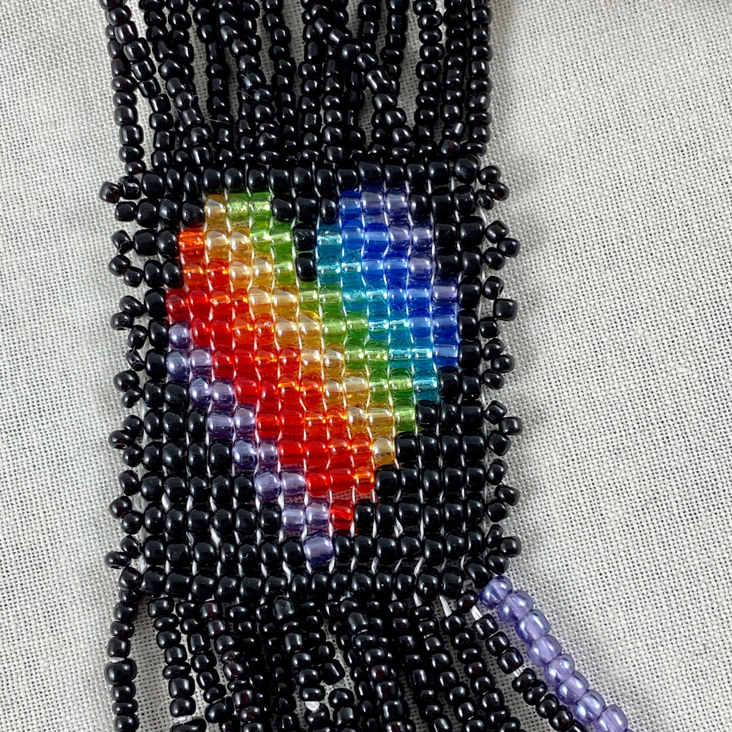 Rainbow and Black Beaded Heart Necklace