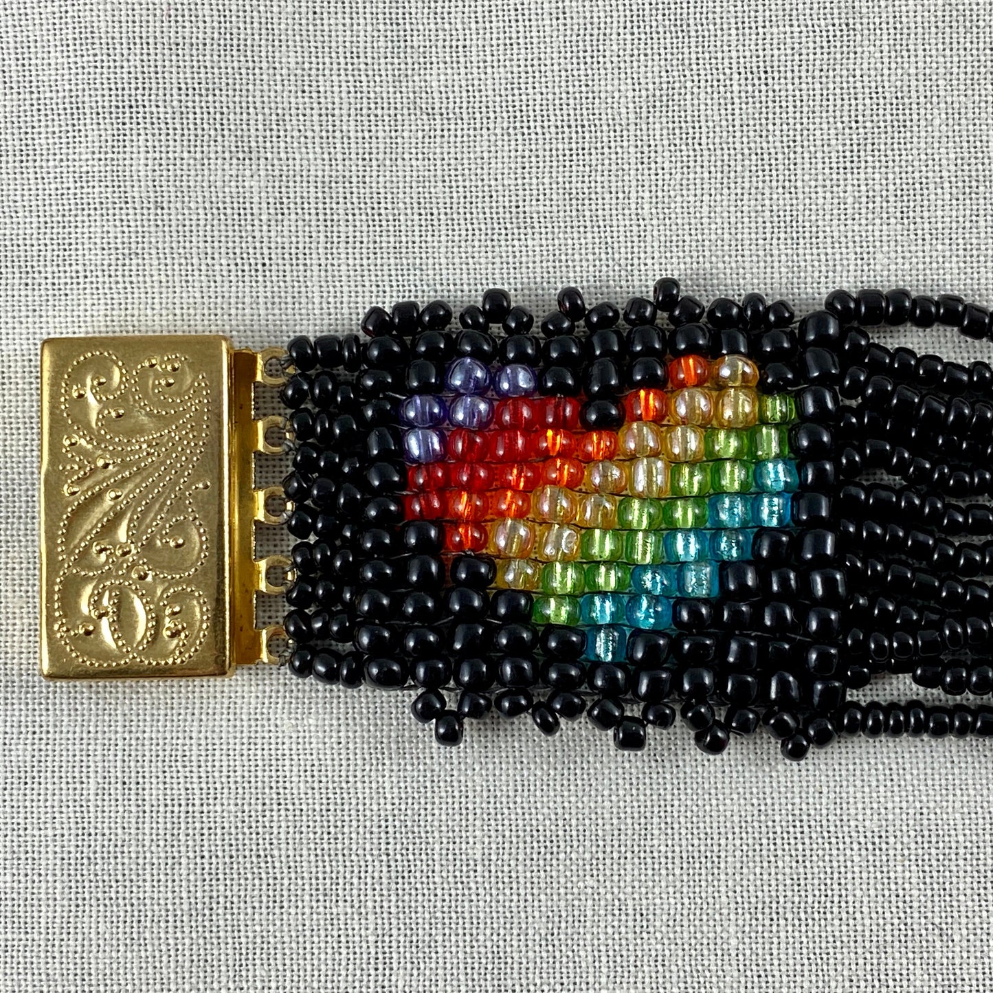 Black & Rainbow Heart Beaded Choker Necklace