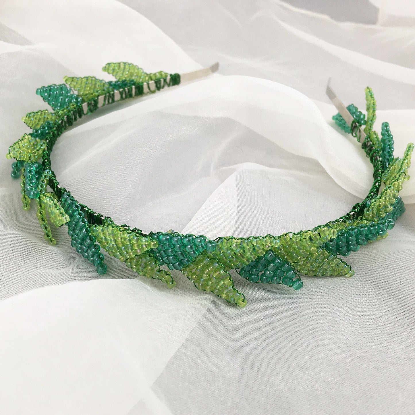 Green Vine Beaded Headband Hair Accessory